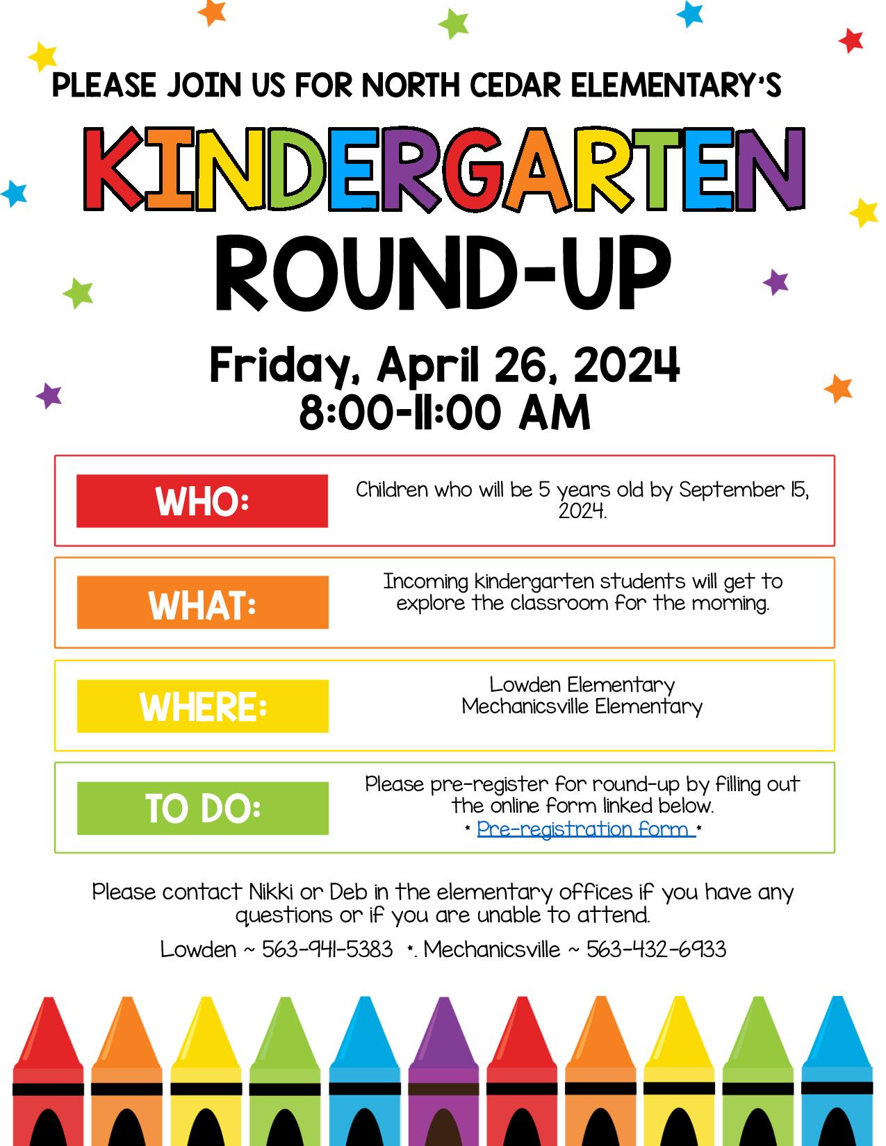 2024 Kindergarten Round-Up – North Cedar Community School District